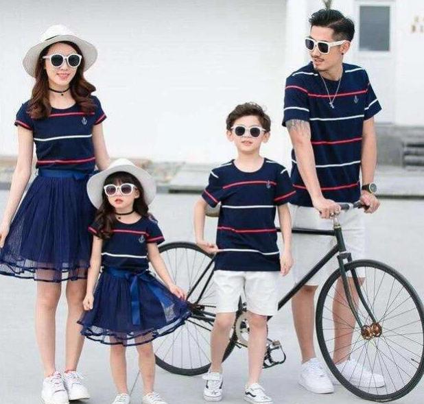 Vêtement Assorti Famille T Shirt Short Rayé | MJ FRANKO