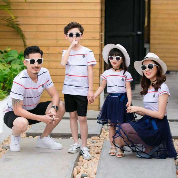 Vêtement Assorti Famille T Shirt Short Rayé | MJ FRANKO