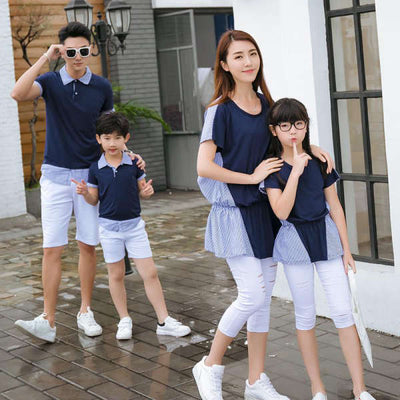 T Shirt Famille Assorti Bleu Marine | MJ FRANKO