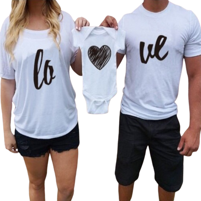 T Shirt Famille Assorti Bébé Blanc Love