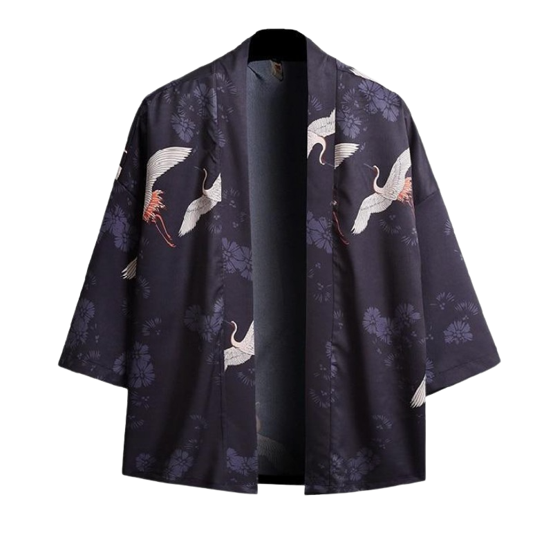 Veste Kimono Bleu Marine Grue