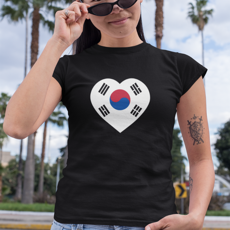 T-shirt avec Cœur Drapeau Coréen