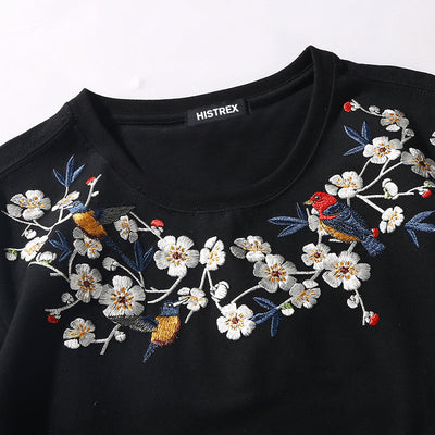 T Shirt Brodé Fleurs | MJ FRANKO