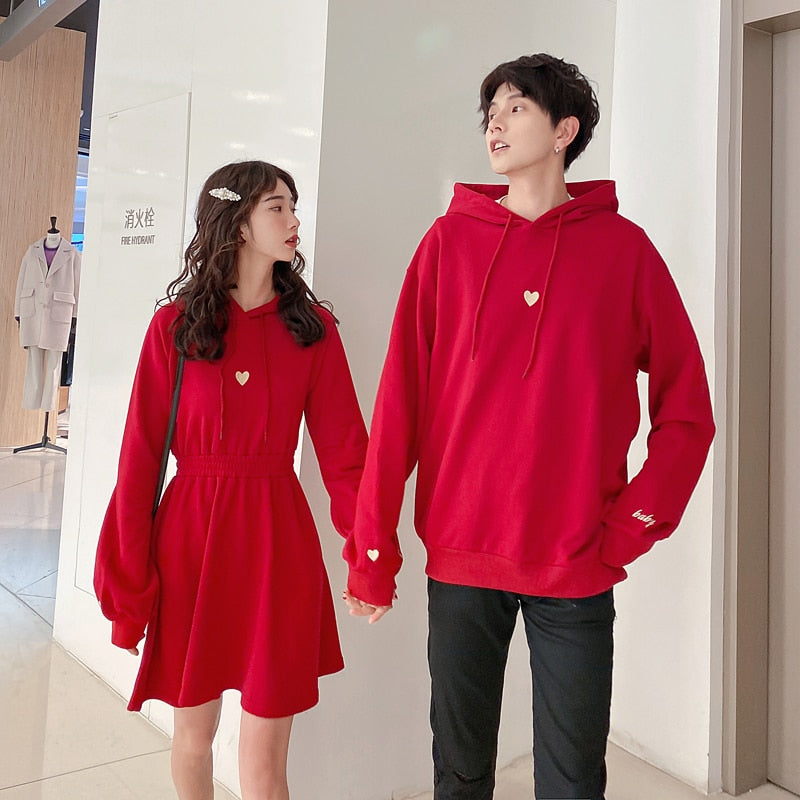 Vêtement Couple Sweat et Robe Rouge