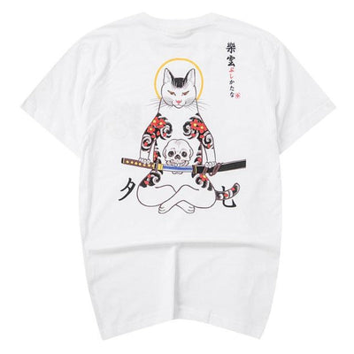 T Shirt Chat Japonais Samourai | MJ FRANKO