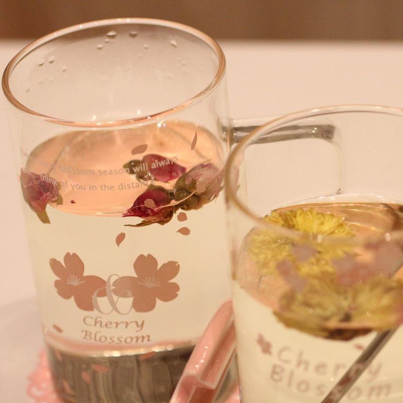 Tasse en Verre Fleurs Sakura Avec Couvercle | MJ FRANKO
