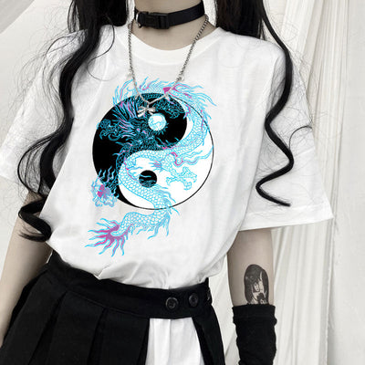 T Shirt Dragon Yin et Yang Femme