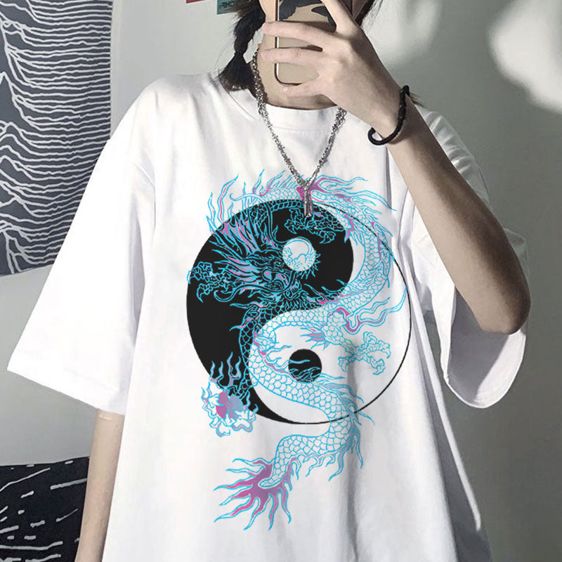 T Shirt Dragon Yin et Yang Femme