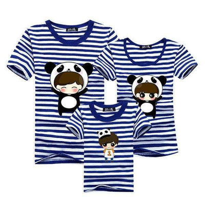 T Shirt Famille Assorti Panda Bleu | MJ FRANKO