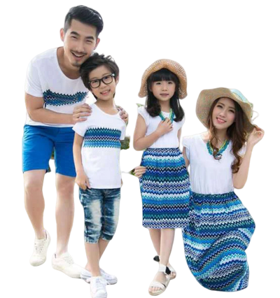 Vêtement Assorti Famille T Shirt Robe Bleu | MJ FRANKO