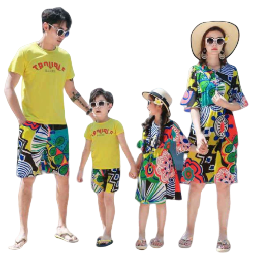 Vêtement Famille Assorti T Shirt Short Robe Multicolore | MJ FRANKO